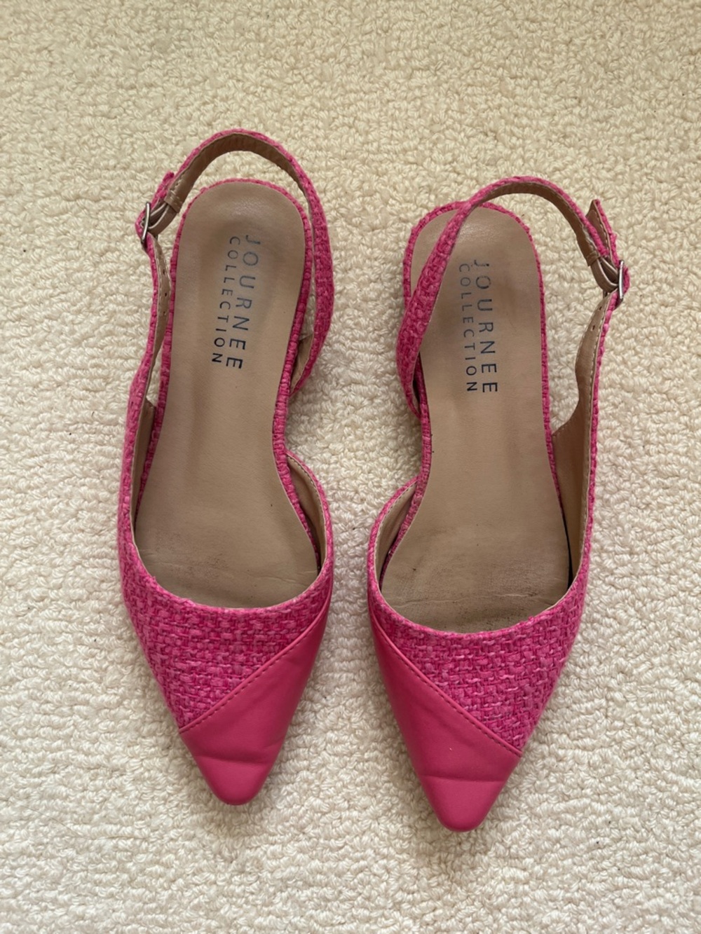 Journee Collection Hot Pink Pointed-Toe Slingback Flats